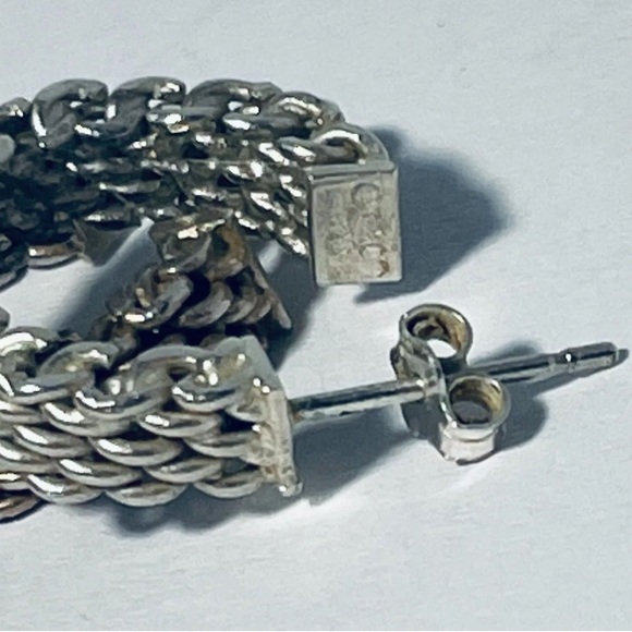 Authentic Tiffany & Co. Somerset Mesh Hoop Earrings 925 Sterling Silver - Picture 4 of 11